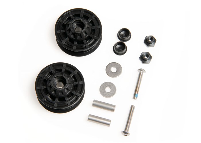 Kit de 2 roldanas Q101511: mantén la suavidad en tu transmisión Brompton. Pareja de ruedas roldanas originales Brompton referencia Q101511 para tensor de cadena.